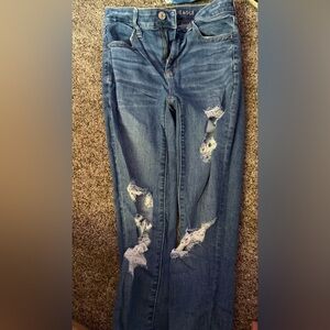 American Eagle Outfitters Blue Skinny Jeans Distressed